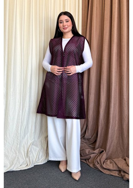 Kadın Dantel Uzun Yelek 261 modelleri