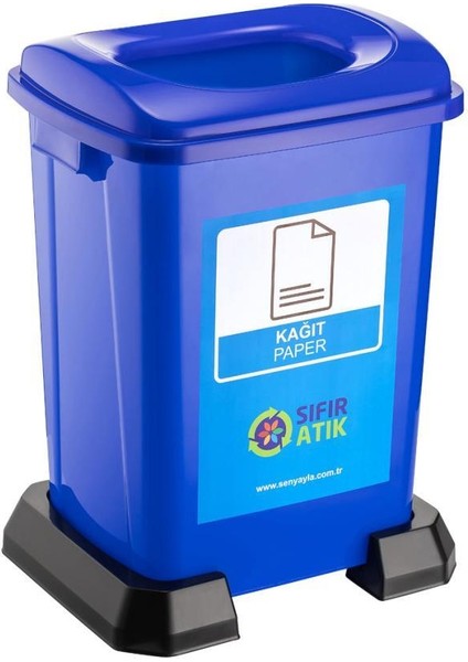 SY-4395 Sıfır Atık Kağıt Geri Dönüşüm Çöp Kutusu 50 Lt Mavi