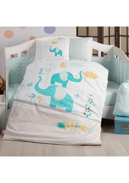 Hobby Pretty Turkuaz Poplin Bebek Nevresim Takımı