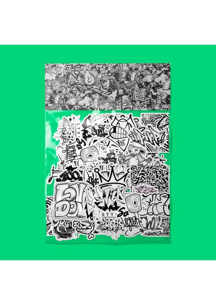 Black And White Graffiti Sticker Paketi