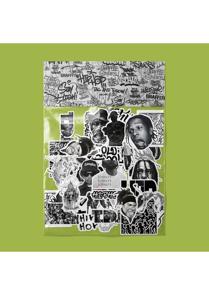 Black And White Hip Hop Sticker Paketi