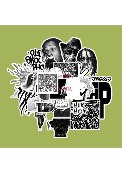 Black And White Hip Hop Sticker Paketi