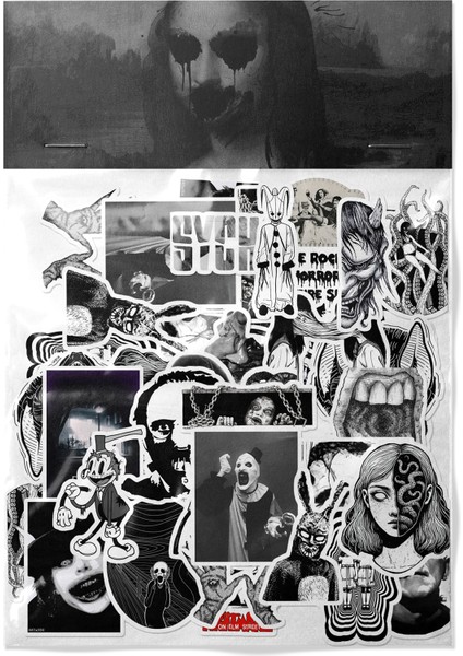 Black And White Horror Sticker Paketi