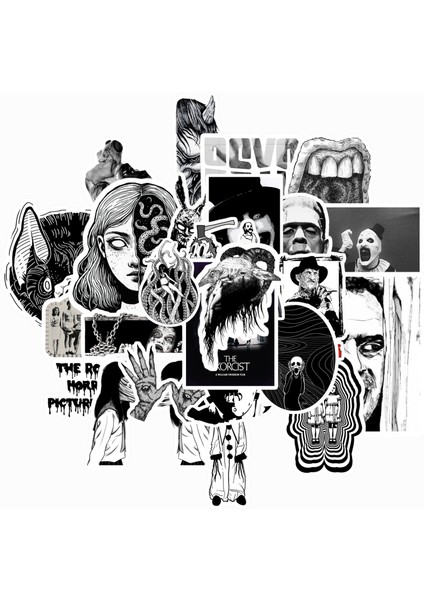Black And White Horror Sticker Paketi