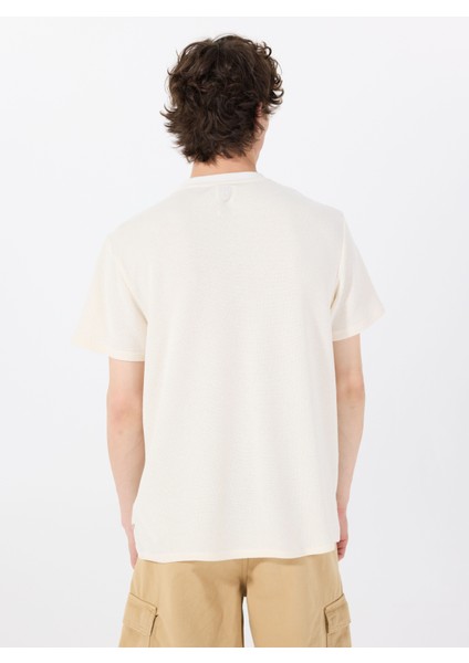 Bisiklet Yaka Desenli Beyaz Erkek T-Shirt M5GP26KCRF0G018 Ss Madden Soft Knı indirimleri