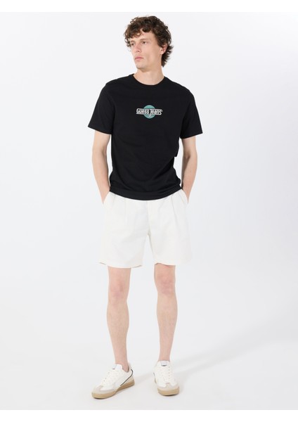 Bisiklet Yaka Desenli Siyah Erkek T-Shirt M5GI23K8HM0JBLK Gj Ss Cn Slım Suns