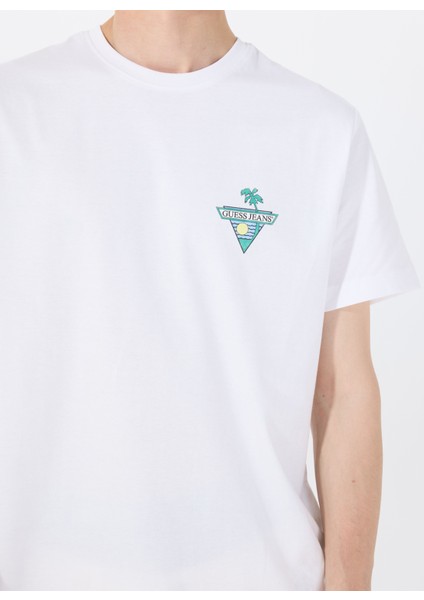Bisiklet Yaka Desenli Beyaz Erkek T-Shirt M5GI55K8FQ4G011 Gj Ss Cn Reg Palm fırsatları