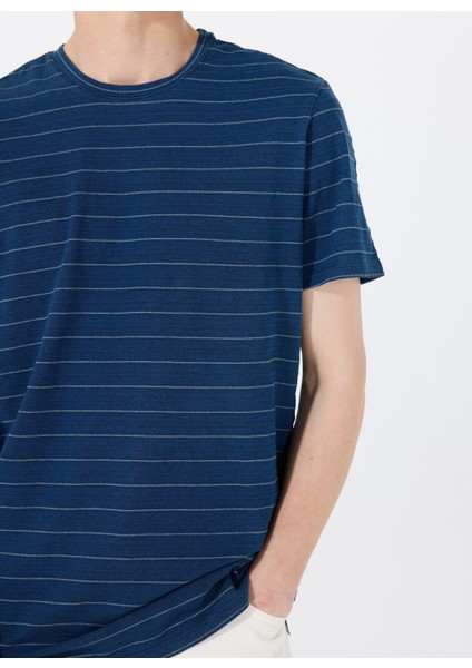 Bisiklet Yaka Desenli Mavi Erkek T-Shirt M5GP20KCRX0INMU Ss Indıgo Archer fırsatları