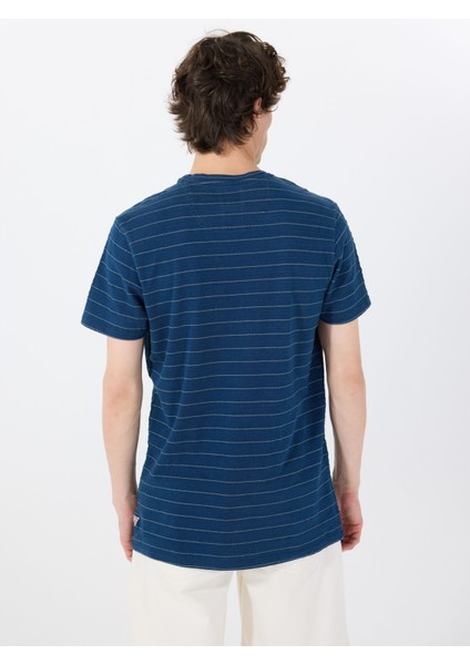 Bisiklet Yaka Desenli Mavi Erkek T-Shirt M5GP20KCRX0INMU Ss Indıgo Archer indirimleri