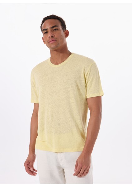 Bisiklet Yaka Sarı Erkek T-Shirt Mr Fıguı