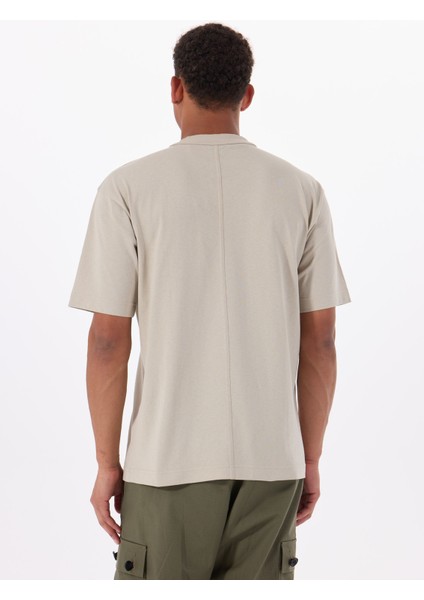 Bisiklet Yaka Bej Erkek T-Shirt Te_cotton indirimleri