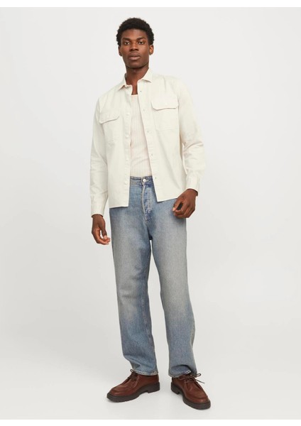 Comfort Fit Ekru Erkek Gömlek Jjetravıs Shırt Ls Noos fiyatları