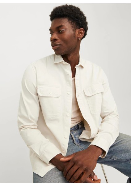 Comfort Fit Ekru Erkek Gömlek Jjetravıs Shırt Ls Noos fırsatları