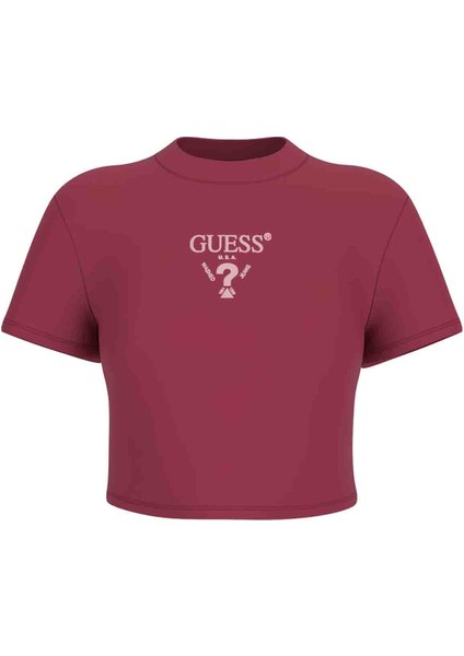 V4YI20KCDH1G580 Colette Crop Tee Kırmızı Yuvarlak Yaka Box Fit Desenli Kadın T-Shirt