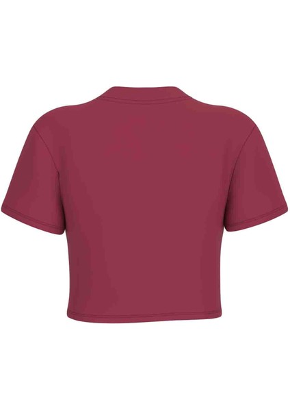 V4YI20KCDH1G580 Colette Crop Tee Kırmızı Yuvarlak Yaka Box Fit Desenli Kadın T-Shirt