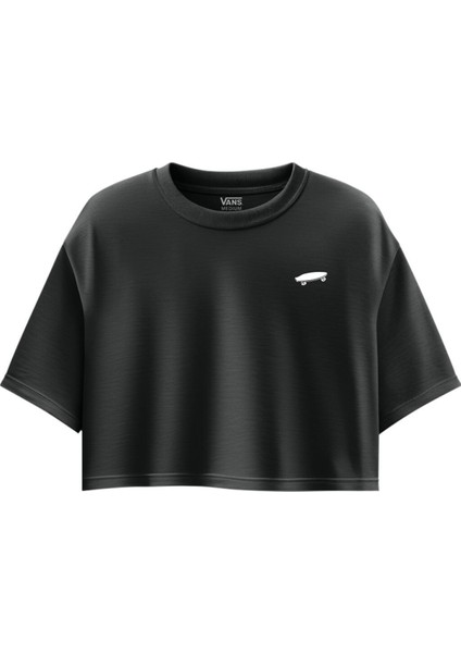 VN000P5QBLK1-W Salton Relax Crop Ss Siyah Yuvarlak Yaka Normal Düz Kadın T-Shirt