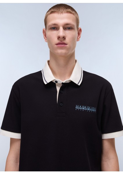 NP0A4ID49411-E-ZERI Ss Siyah Relaxed Erkek T-Shirt