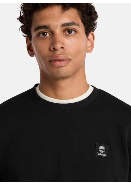 Woven Badge (Lb) Crew Neck Siyah Bisiklet Yaka Normal Düz Erkek Sweatshırt fiyatları
