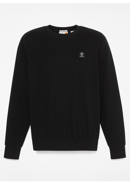 Woven Badge (Lb) Crew Neck Siyah Bisiklet Yaka Normal Düz Erkek Sweatshırt indirimleri