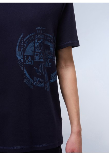 NP0A4IEA1761-S-VANNI Prt Ss Lacivert Relaxed Erkek T-Shirt modelleri