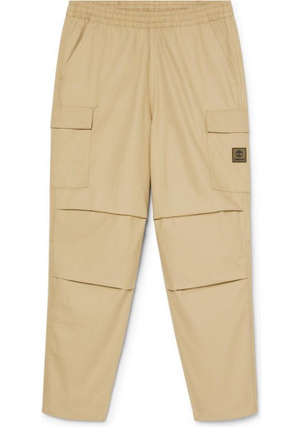 Woven Badge Ripstop Cargo Pant Bej Normal Paça Erkek Kargo Pantolon