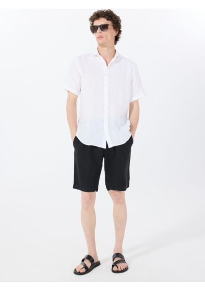Lastikli Bel Standart Siyah Erkek Bermuda Şort Mr Rog Short