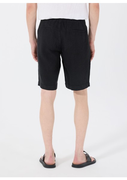 Lastikli Bel Standart Siyah Erkek Bermuda Şort Mr Rog Short