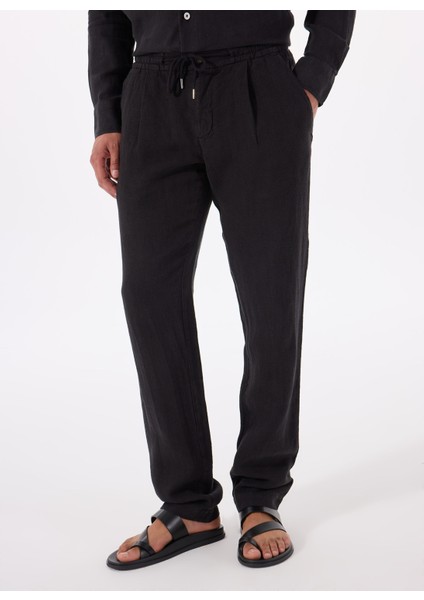Lastikli Bel Normal Paça Standart Siyah Erkek Pantolon Mr Rog Pants