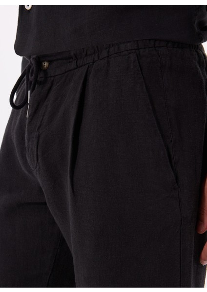 Lastikli Bel Normal Paça Standart Siyah Erkek Pantolon Mr Rog Pants