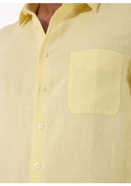 Standart Düğmeli Yaka Sarı Erkek Gömlek Mr Madrıd fırsatları