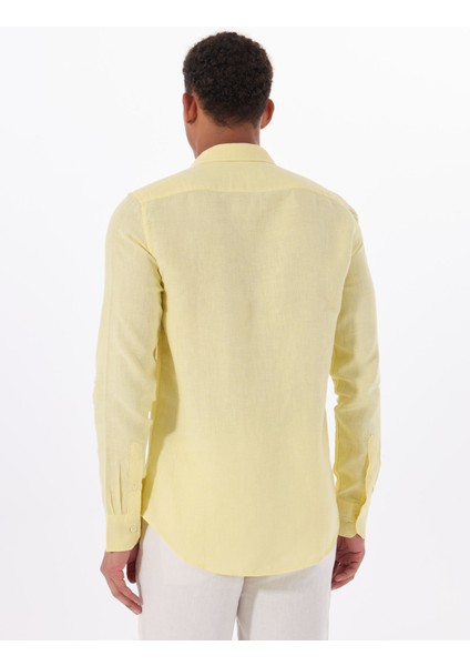 Standart Düğmeli Yaka Sarı Erkek Gömlek Mr Madrıd indirimleri