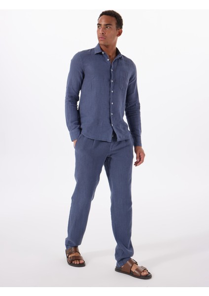 Lastikli Bel Normal Paça Standart Lacivert Erkek Pantolon Mr Rog Pants