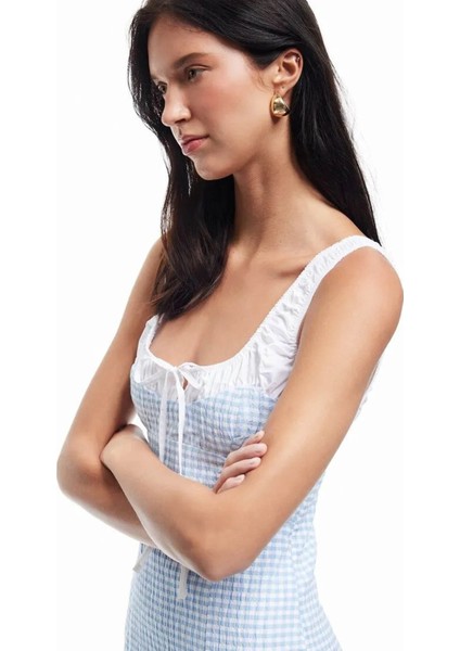 x Sibil Çetinkaya Mavi Kadın Bisiklet Yaka Skinny Fit Elbise 5SAK80347PW fiyatları