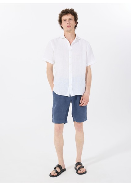 Lastikli Bel Standart Lacivert Erkek Bermuda Şort Mr Rog Short