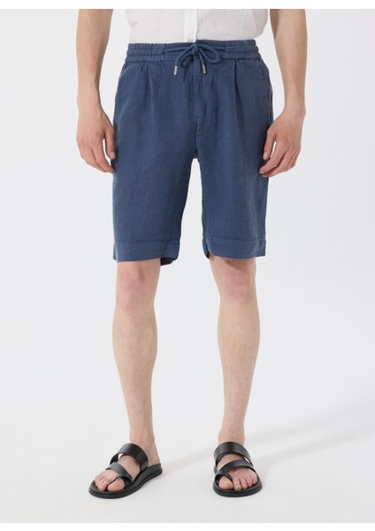 Lastikli Bel Standart Lacivert Erkek Bermuda Şort Mr Rog Short