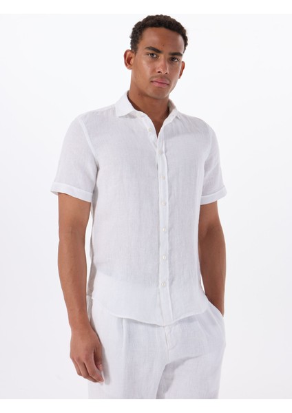 Standart Düğmeli Yaka Beyaz Erkek Gömlek Mr Short Sleeve modelleri