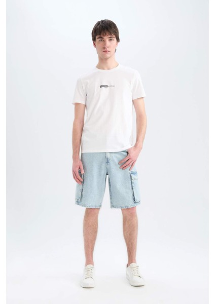 %100 Pamuk Slim Fit Dar Kesim Bisiklet Yaka Baskılı Kısa Kollu Tişört E3776AX25SM fiyatları
