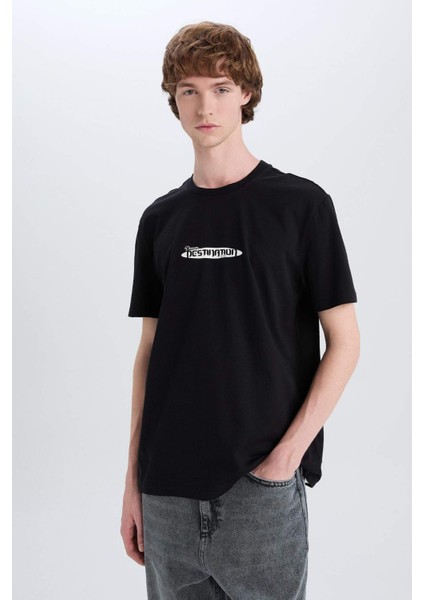 %100 Pamuk Regular Fit Bisiklet Yaka Baskılı Kısa Kollu Tişört E3783AX25SM modelleri