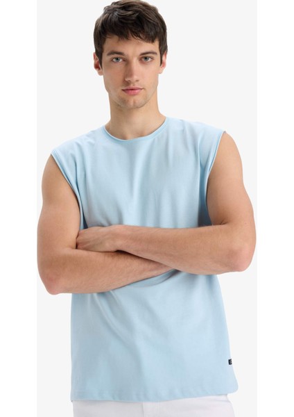 %100 Pamuk Boxy Fit Bisiklet Yaka Basic Düz Atlet C7205AX25SM