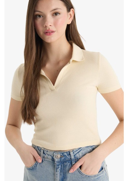 Fitted Polo Yaka Fitilli Kaşkorse Kısa Kollu Tişört A0379AX25SM