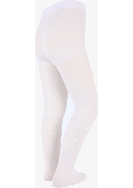 Pretty Bowtie Stripe Beyaz Külotlu Çorap modelleri