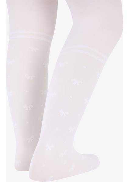 Pretty Bowtie Stripe Beyaz Külotlu Çorap fırsatları