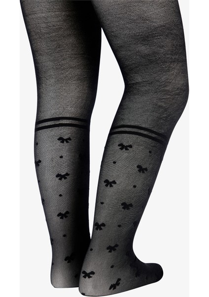 Pretty Bowtie Stripe Siyah Külotlu Çorap