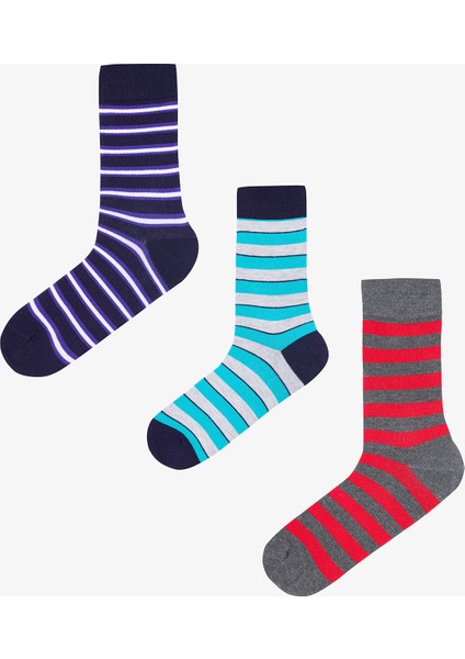 Erkek Green Stripe 3lü Çok Renkli Soket Çorap