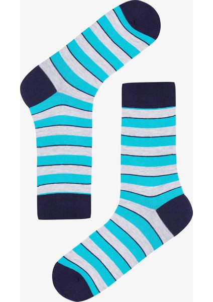 Erkek Green Stripe 3lü Çok Renkli Soket Çorap