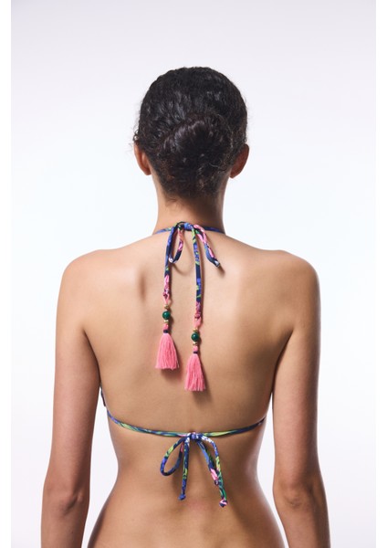 Çiçekli Ciele Üçgen Bikini Üstü