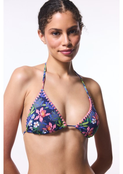 Çiçekli Ciele Üçgen Bikini Üstü