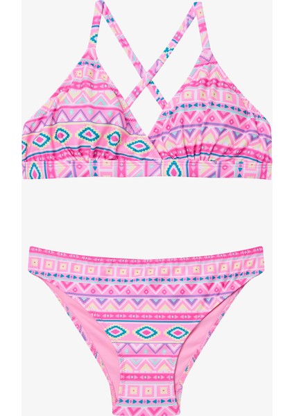 Genç Kız Texas Etnik Desen Üçgen Bikini Takımı