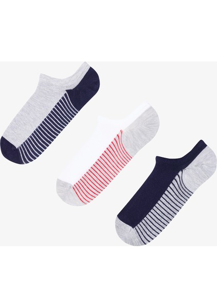 Erkek Fisher 3lü Çok Renkli Sneaker Çorap