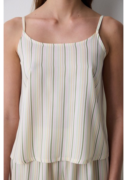 Cute Striped Şortlu Çok Renkli Pijama Takımı